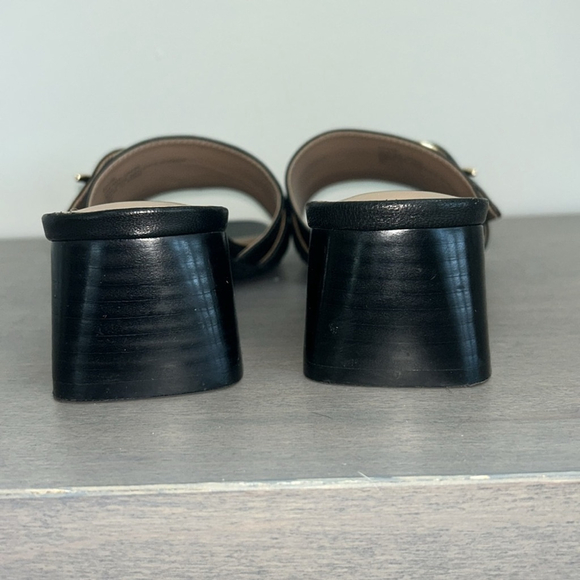 Aerosols: Black and Gold Mules with Gold Buckle: Size 8 - Picture 5 of 6